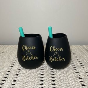 CUPS WITH STRAWS ~ “CHEERS BITCHES”